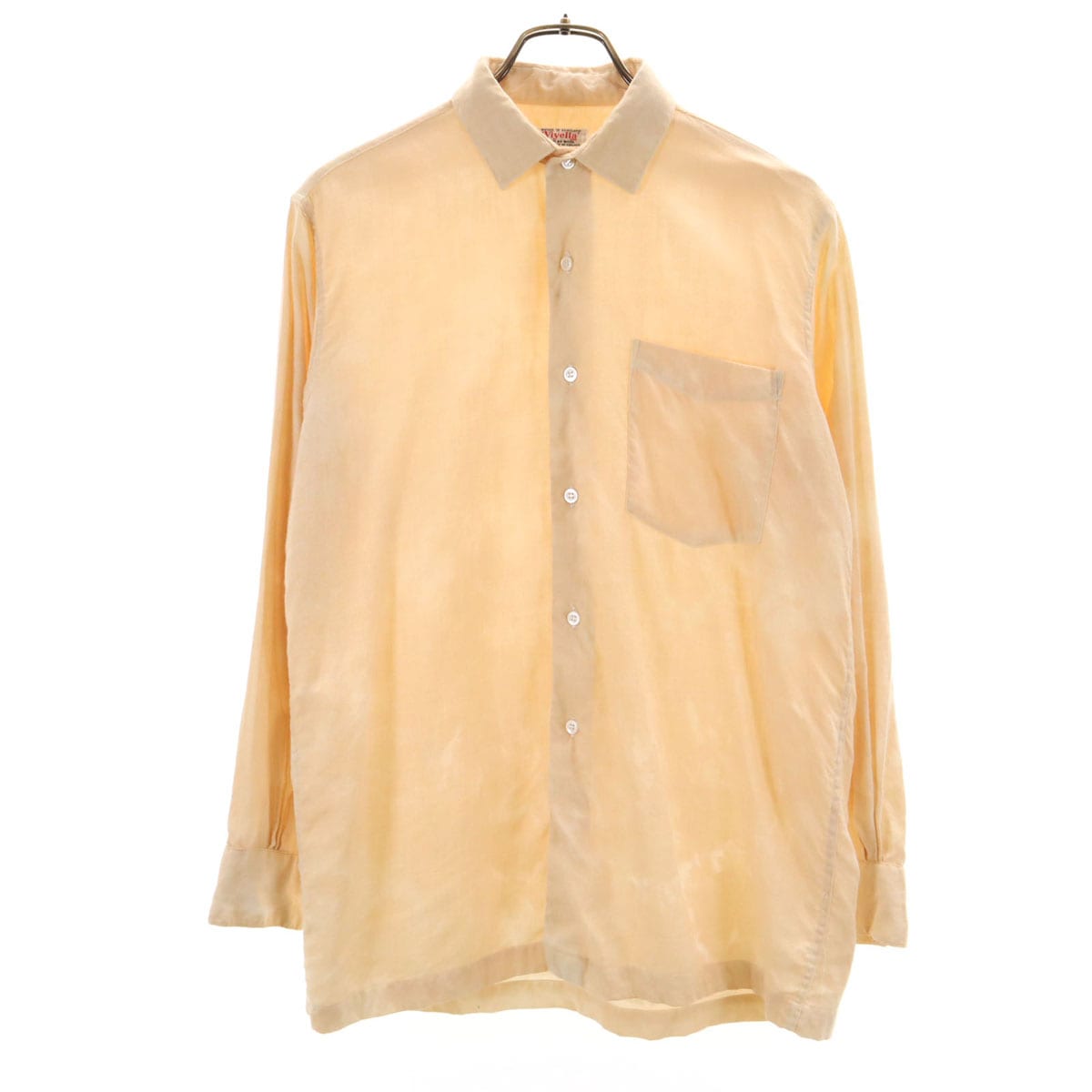 Viyella 50s 60s スコットランド製 ヴィンテージ 長袖 シャツ ペールオレンジ メンズ 古着