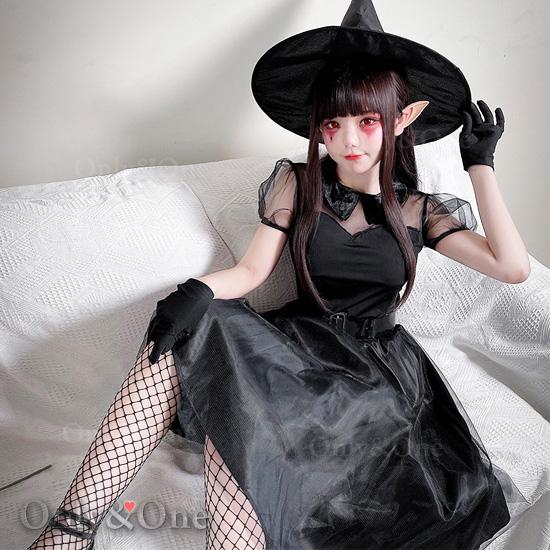 魔女 コスプレ ハロウィン とんがり帽子が可愛い コスチューム