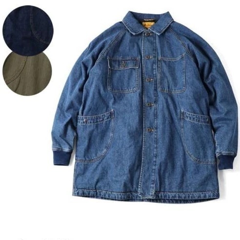 ロングコート デニム ジャケット 中ワタカツラギハーフムーンポケットコート G421789 【セール品の為返品・交換不可商品】