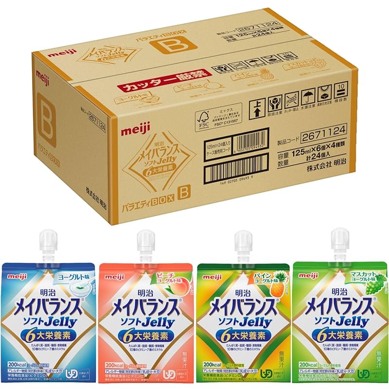 メイバランスソフトゼリー バラエティBOX B 125ml×24(4種×6) 6大栄養素配合 明治