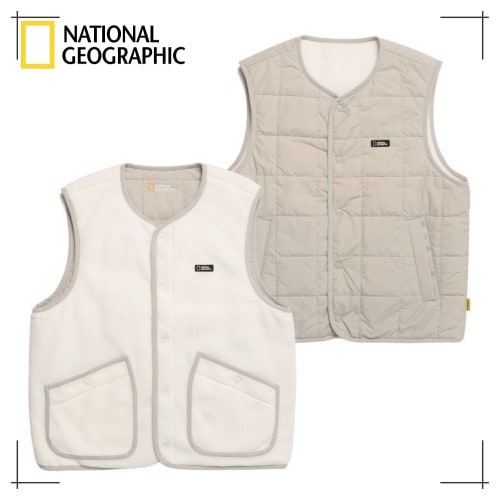 NATIONALGEOGRAPHIC N234UPV910 オスクディ キルティング リバーシブル Uネック ベスト BEIGE