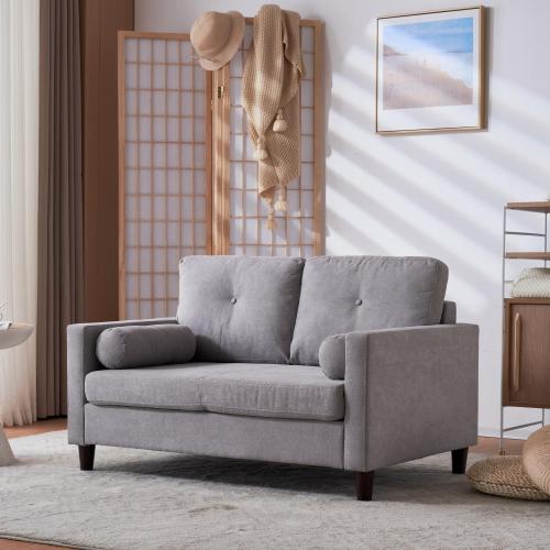 Light Grayソファ 二人掛け カウチ 枕付き ソファー おしゃれ 柔軟 ふわふわ 取付可能な脚 柔軟な背もたれ　取り外し可能な背もたれ コンパクト 一人暮らし 11,465円