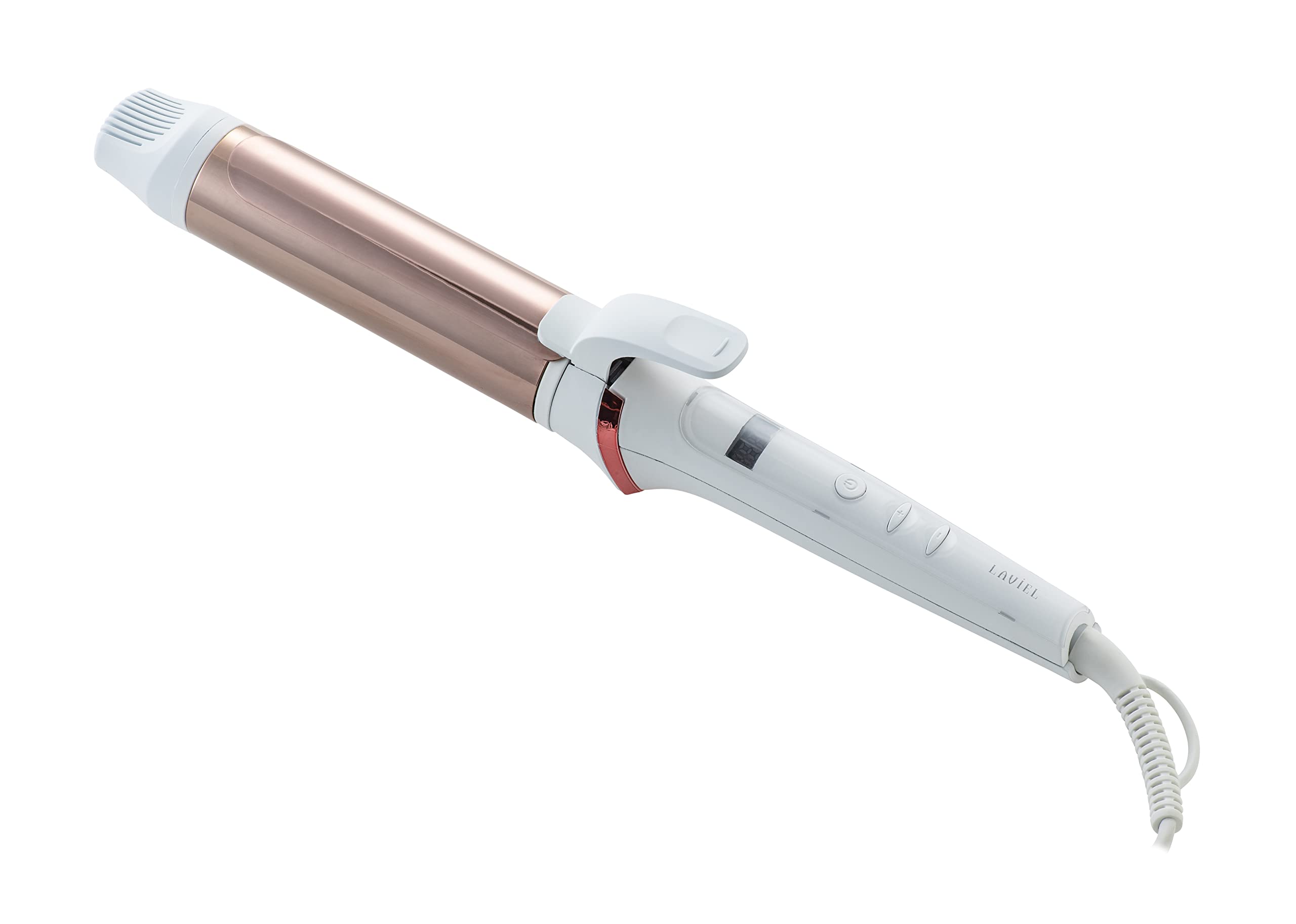 LAVIEL ヘアアイロン カールアイロン 38mm チタンコーティング 海外対応 温度調節11段階 MAX200℃ ブラシアタッチメント付き ホワイト LV-C03