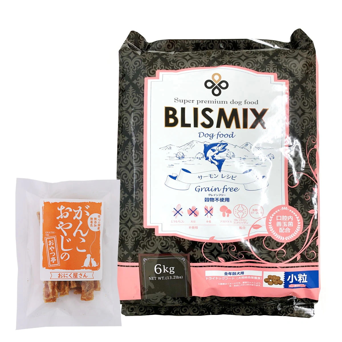 グレインフリー サーモン 小粒 6kg+がんこおやじのおやつ亭国産たじま鶏ジャーキー20g