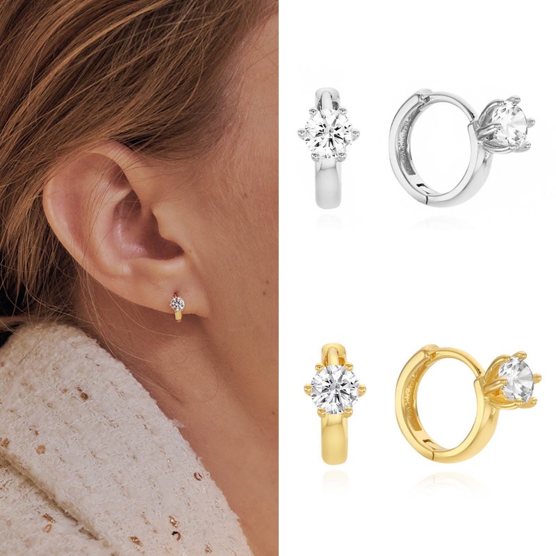 [silver 925] ラブ リング イヤリング/韓国ファッション 韓国ジュエリーデイリーイヤリング