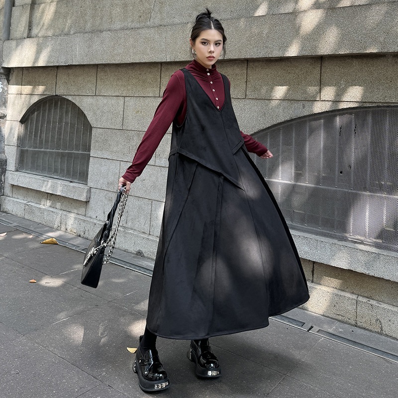 【J.Fashion】 キャミワンピース おしゃれ 袖なし ワンピースセット 個性的なデザイン レディース ノースリーブ ロングワンピース メガ割