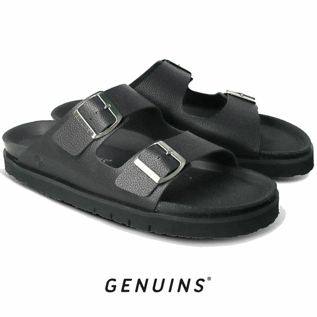 ジェニュインズ メンズ サンダル ハワイ 歩きやすい コンフォートサンダル スペイン製 フットベッド ローヒール EVAソール 軽量 G104321JT ブラック 黒 靴