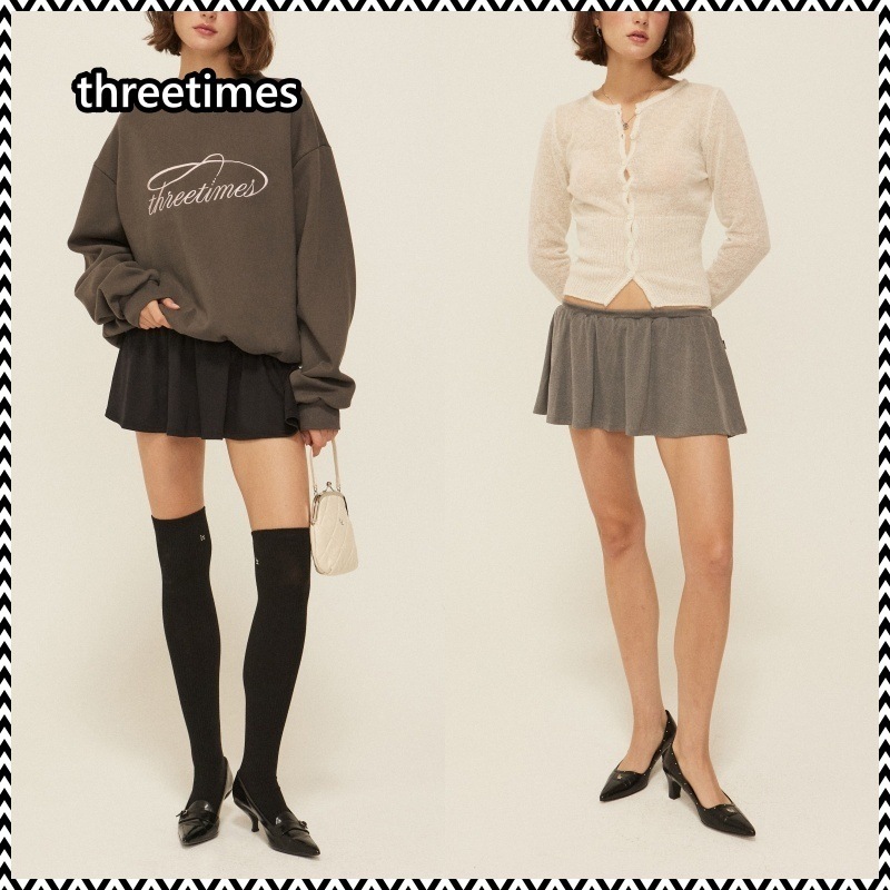 threetimes Olive flared skirt