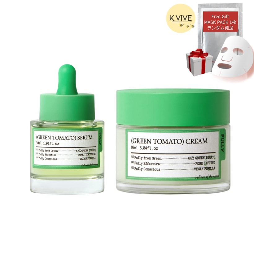 プーリー グリーントマト クリーム 90ml/セラム 30ml/毛穴ケア/保湿美容液/韓国コスメ/トマト肌ケア/無添加処方/水光水分コーティング/保湿クリーム 韓国 人気