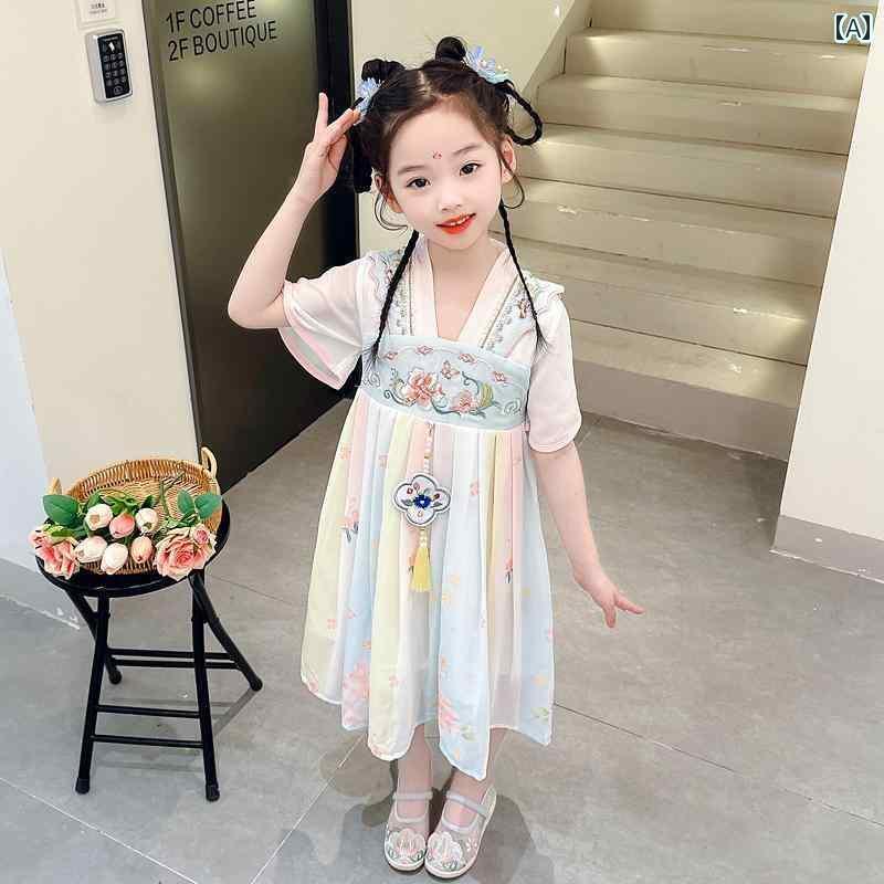 子供服 かわいい 夏服 女の子 民族 衣装 姉妹 リンクコーデ コスプレ 写真撮影 演技 服 キッズ 唐 宮 夜 宴 レトロ 衣装 演技 服 子供用 古 漢 衣装 舞踊 服 馬顔スカート