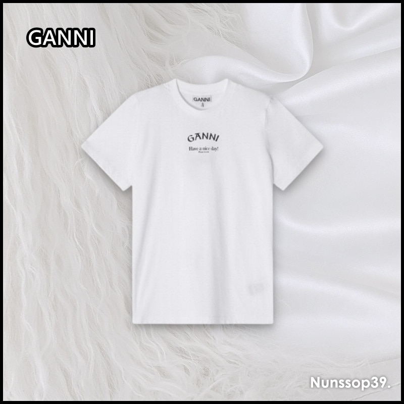 GANNI T3561 151 CHEST LOGO SHORT SLEEVE T SHIRT