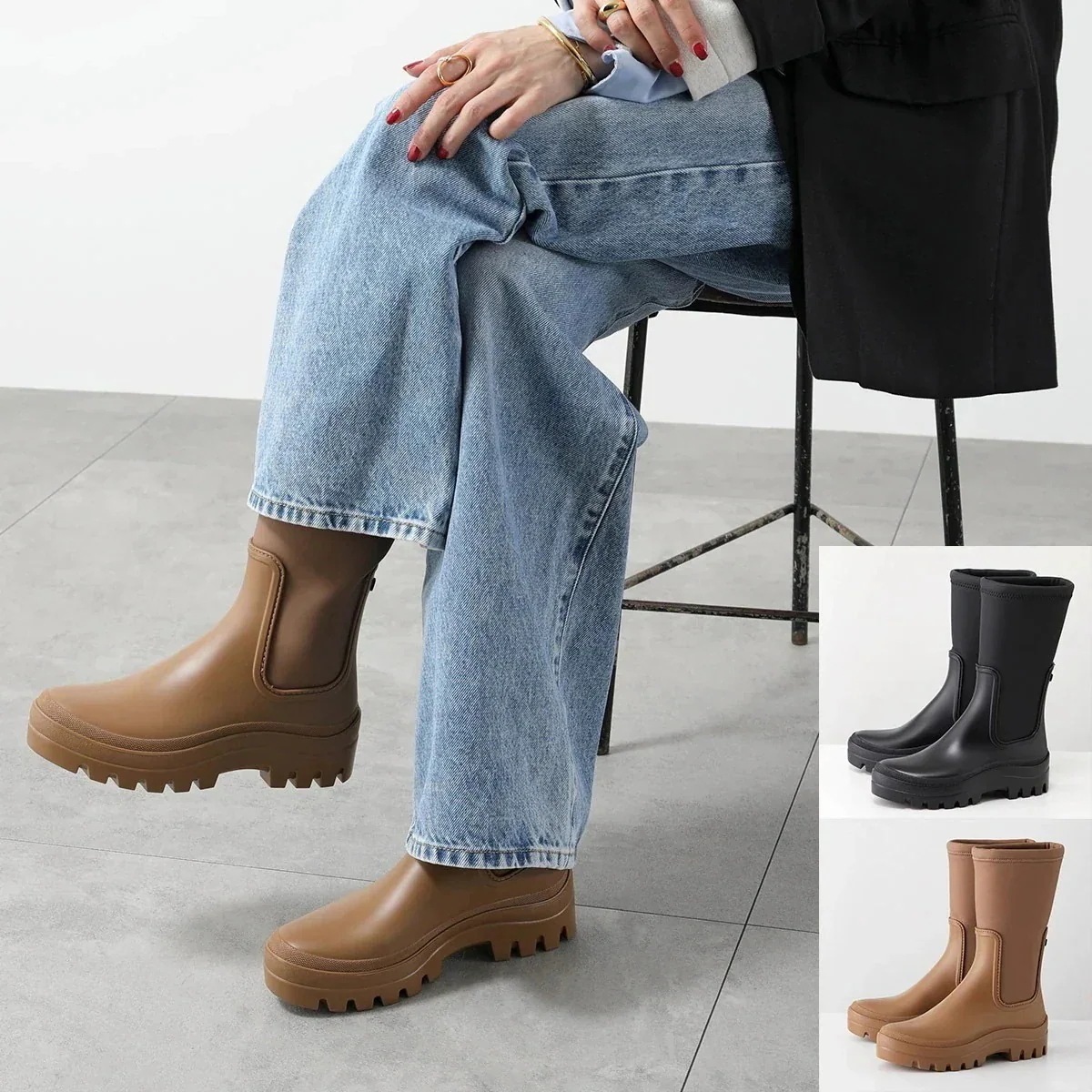 igor イゴール レインブーツ W10301 レディース ミドルブーツ PVC サイドゴア ラグソール ボリュームソール 長靴 シューズ 靴 カラー2色 【ts】