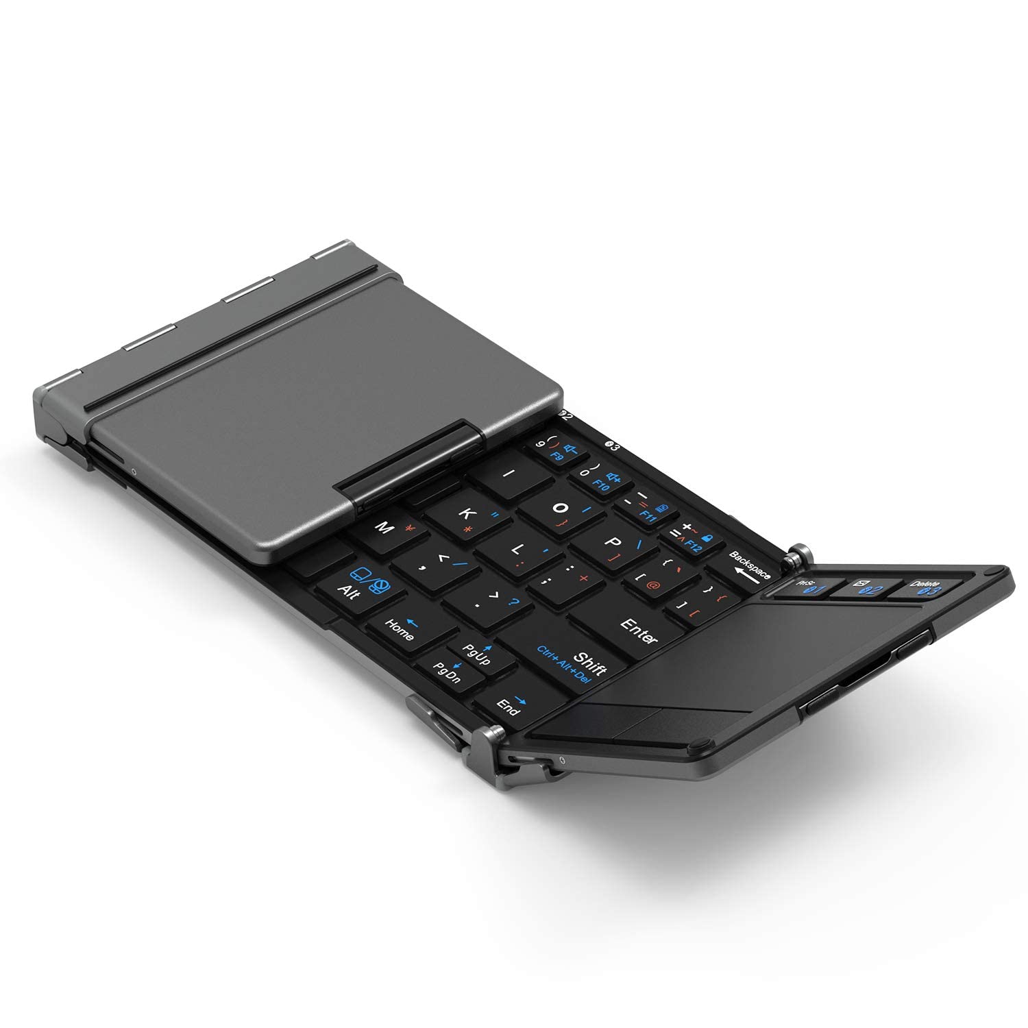 iClever Bluetooth ワイヤレス キーボード 折り畳み モバイルキーボード タッチパッド付き マルチペアリング USB ipad ミニキーボード コンパクト アルミ製 Windows/A