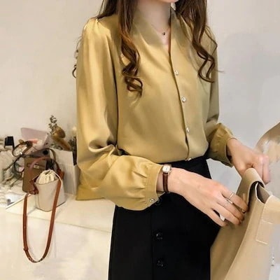 カットソー シャツ レディース 長袖 シフォンブラウス フォーマル トップス 大きいサイズ 無地 白30%までに制限