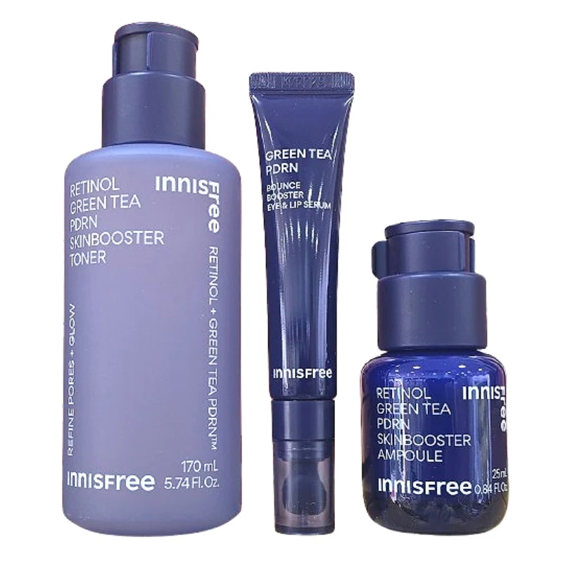 レチノール グリーンティ PDRN スキンブースター トナー170ml＋アイ＆リップ セラム15ml＋アンプル25ml セット / 化粧水 美容液 ポイントケア スキンケア デイリーケア 保湿 セット