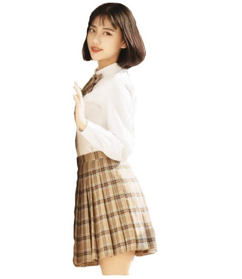 ホワイト チェック ブラウス かわいい 3点セット 女装対応 メンズ 男性 セーラー服 JK 制服