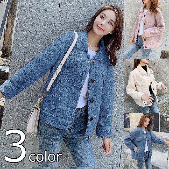 ボアコートレディースフェイクムートンジャケットファーコートショートジャケットアウター女性用コート