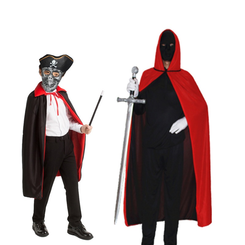 ハロウィンコス衣装子供用ウィザードマントマジックマントヴァンパイアマント黒と赤のマントワンヌオ