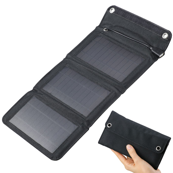 （まとめ買い）折りたたみ式ポータブルソーラー充電器 5W 52033 [x3セット]