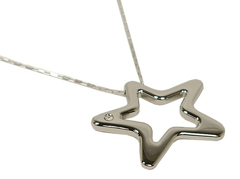 8201CIONDOLO １POINT DIAMOND STAR MOTIFS NECKRACE