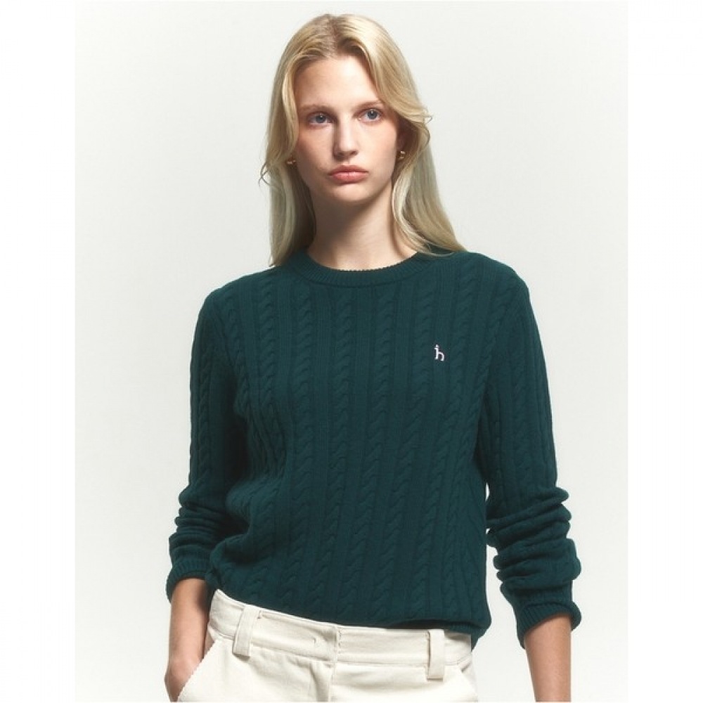 (ヘッジスレディース) 24FW ケーブルセーターダークグリーン HSSW4DC85E3