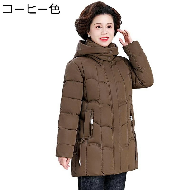 レディースコットンジャケット レディース フード付き 綿入れ ポケット 婦人服 シニアアウター コットンコート 長袖 厚い 暖かい 綿服 やわらか 防水 上着 用 秋冬用 中高年 お母さん 60代 7