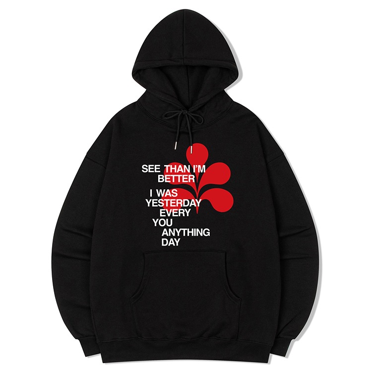 FIGURE MIXED WORDS HOODIE - BLACK