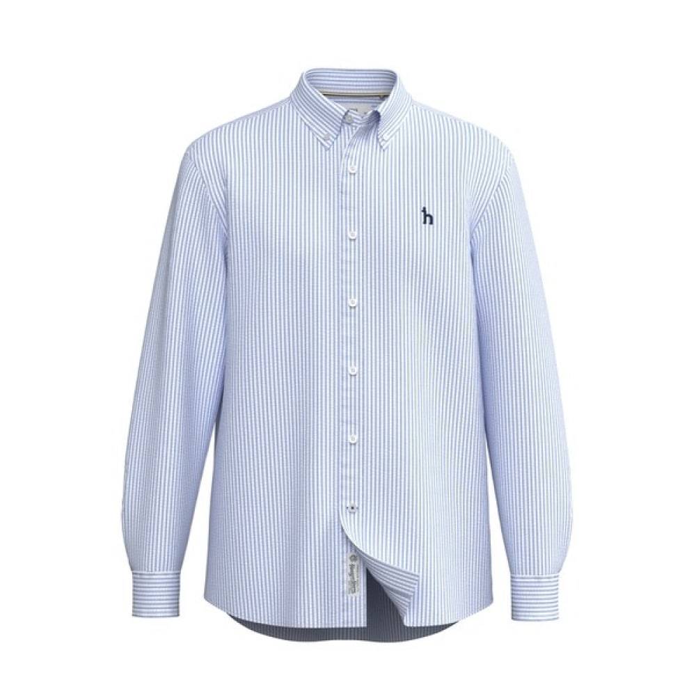 [ヘッジス] 25SS ブルーシーサッカーストライプシャツ HZSH5B322B2