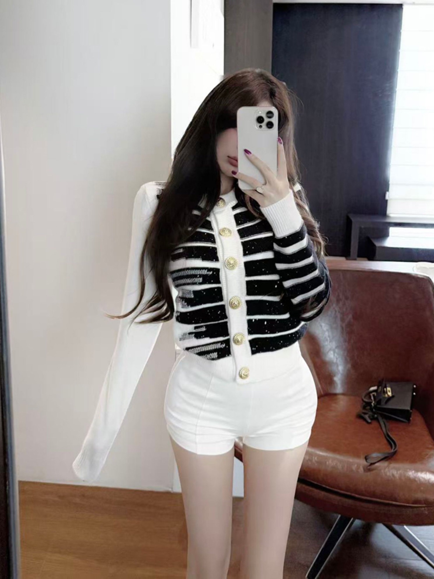 デコードゴールドボタンニットカーディガン