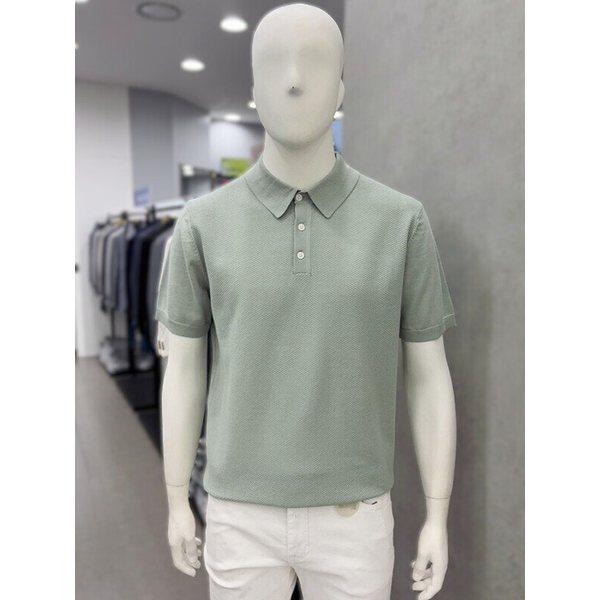 メンズ夏半袖コットン混紡ニットトップスポロカラーネックTシャツ3色_JK