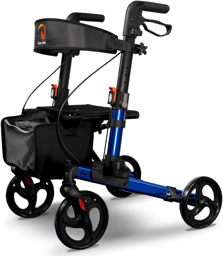 ナイス ウェイ Nice Way オールインワン シルバーカー スマート 手押し車 介護用品 軽量 座れる ショッピングカー おしゃれ 高齢者 歩行 カート りたたみ ブレーキロック機能付き ブルー 20,269円