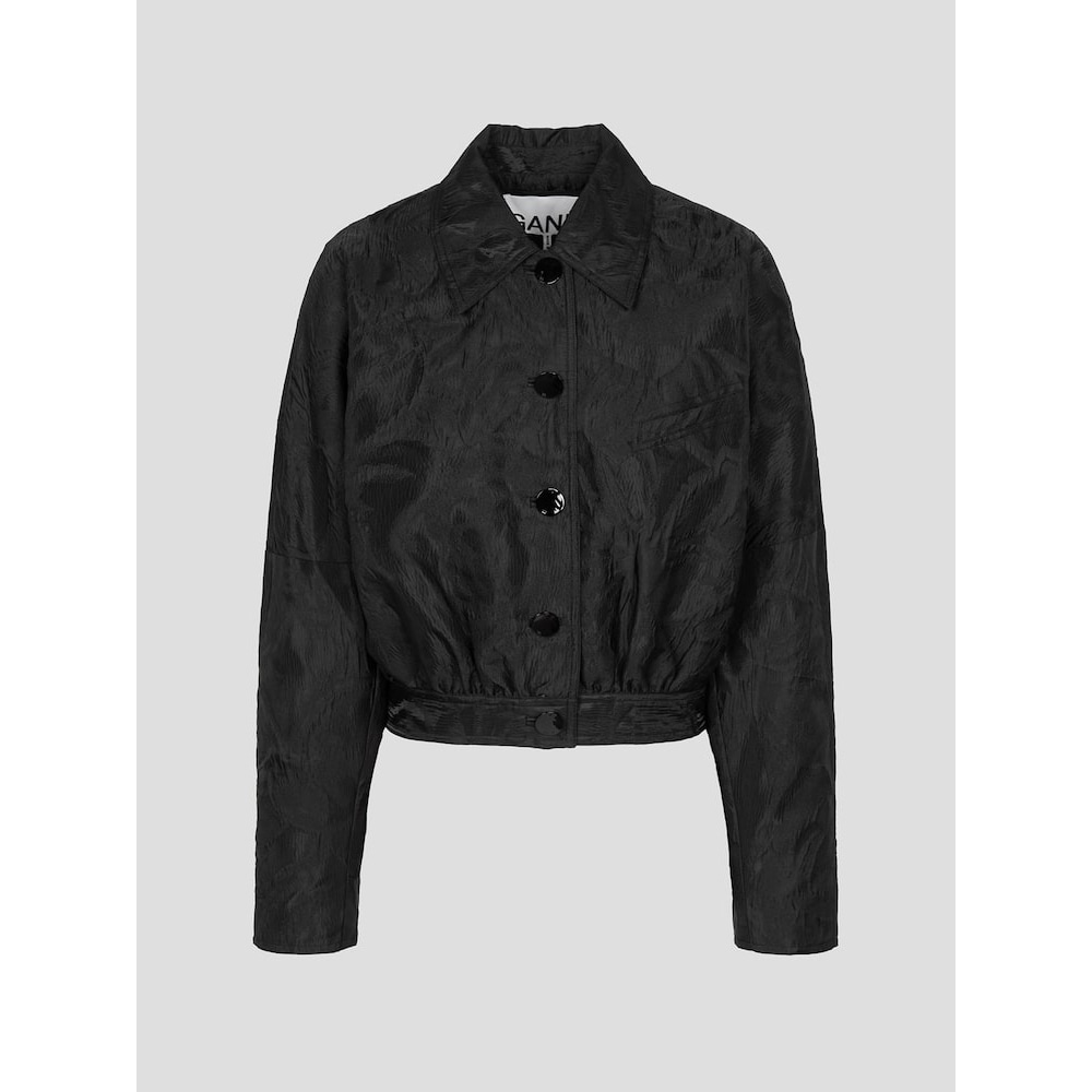 GANNI テクスチャードクローケショートジャケット-ブラック FW24/QN4739R015
