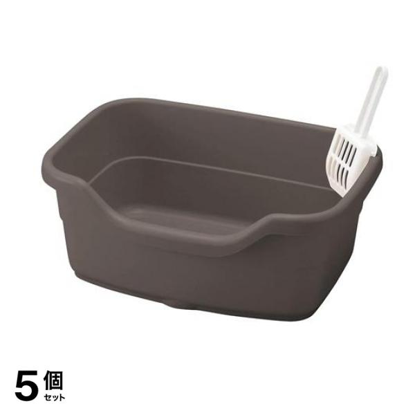 リッチェル 猫用 ラプレ ネコトイレ 深型40 本体 1組入 (ダークグレー) 5個セット