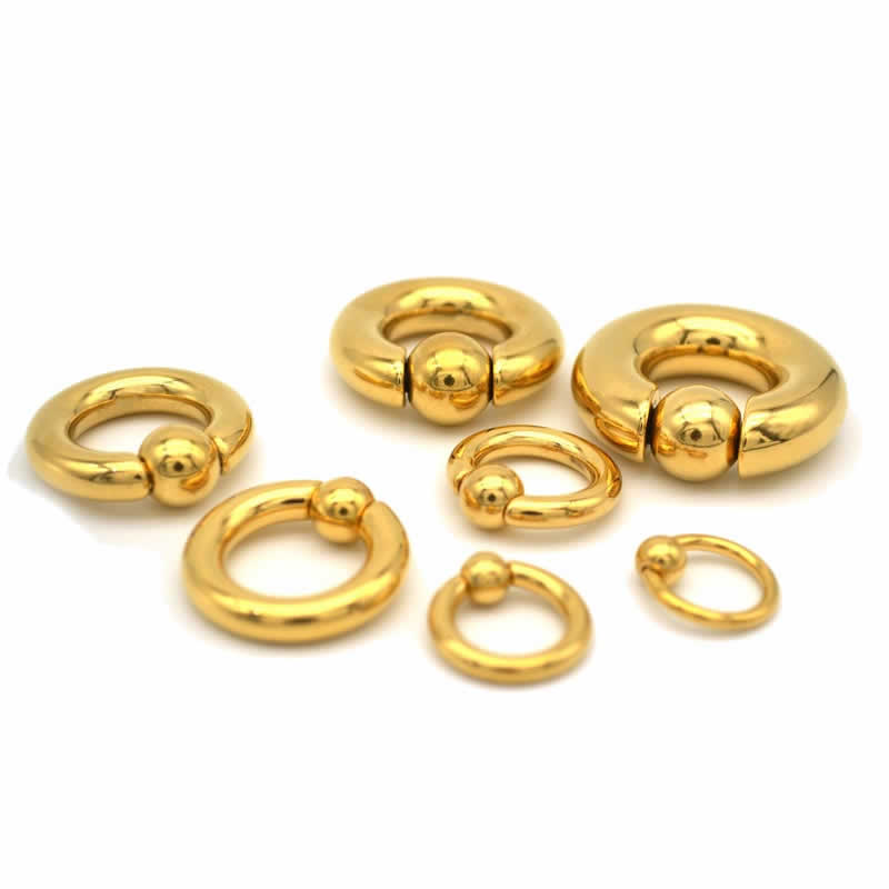 ボディピアス 00G バネ式 ゴールド キャプティブビーズリング CBR 金色 00ゲージ スプリングボール キャッチ 装着簡単 定番型 00ゲージ 工具不要 耳 軟骨 gsr00xxxxxxxx
