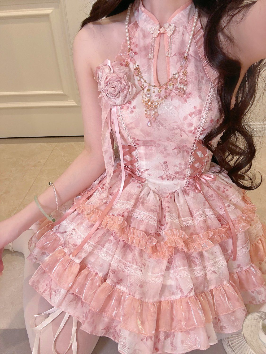 コスプレ ロリータ 洋装 中華風首掛け ワンピース 夏 ドレス 花嫁 茶会 6,522円