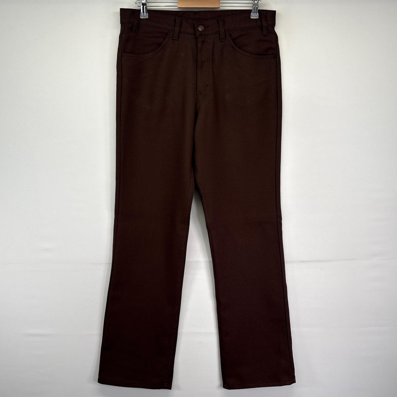 古着 90s/90年代 USA製 スラックスパンツ ポリパン ブーツカット 10517 スタプレ w36 L34 ブラウン メンズ