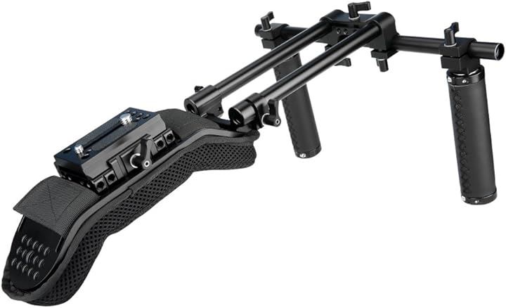 ショルダーパッドサポート 汎用ショルダーマウント クイックリリスベースプレート付き 15mmレール付き ハンドグリップ付き 15mmロッドサポートシステムに対応 224( ブラック)
