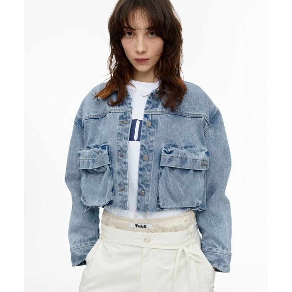 ファレットデストロイデニムジャケットブルー