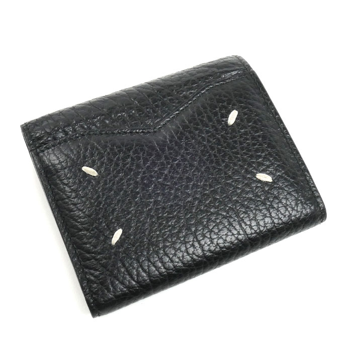 Maison Margiela 4ステッチ コンパクト ウォレット 三つ折り財布 ブラック S56UI0136 ユニセックス 中古