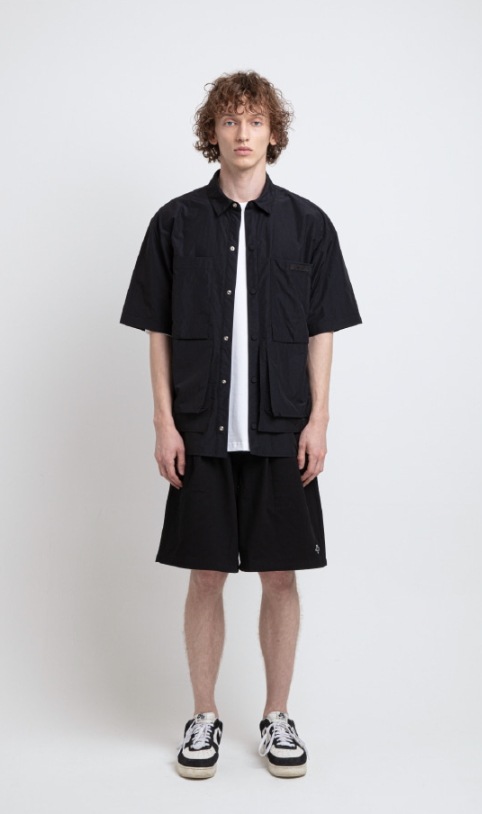 daub メンズ ウーブン シャツ ブラック シャツ