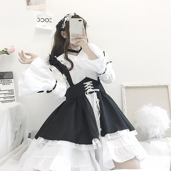 Qoo10] コスプレ4点セット メイド服 コスプレ大