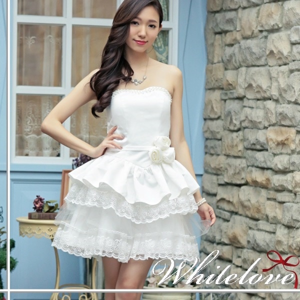 ウェディングドレス ミニ ミニドレス 花嫁 結婚式 二次会 披露宴 ドレス ウエディングドレス パーティードレス 発表会 演奏会 ドレス 衣装 大きいサイズ 編み上げ ハートカット ベアトップ ミニ丈