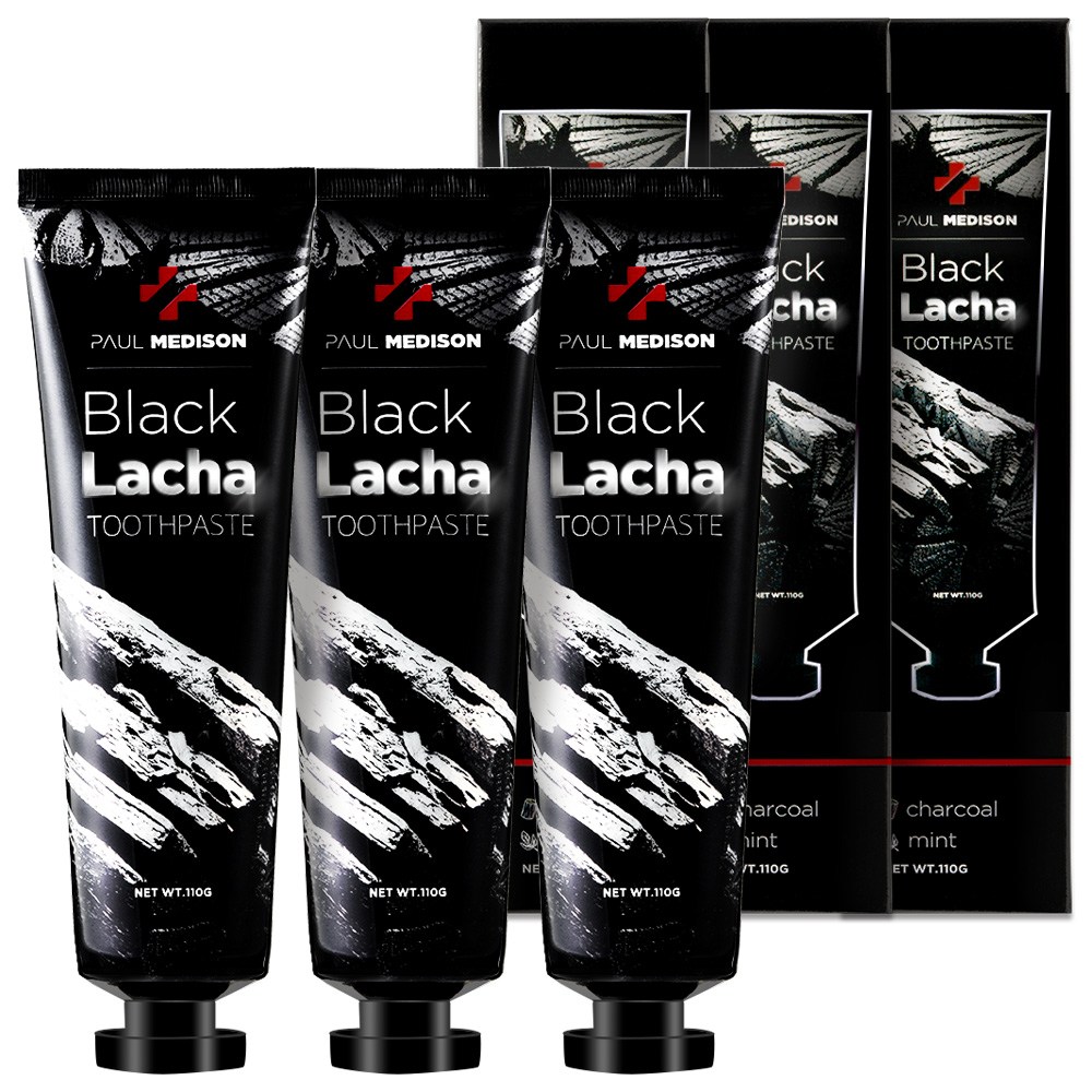 ポールメディソン炭含有ブラックラチャ口臭ケア歯磨き粉110g3個
