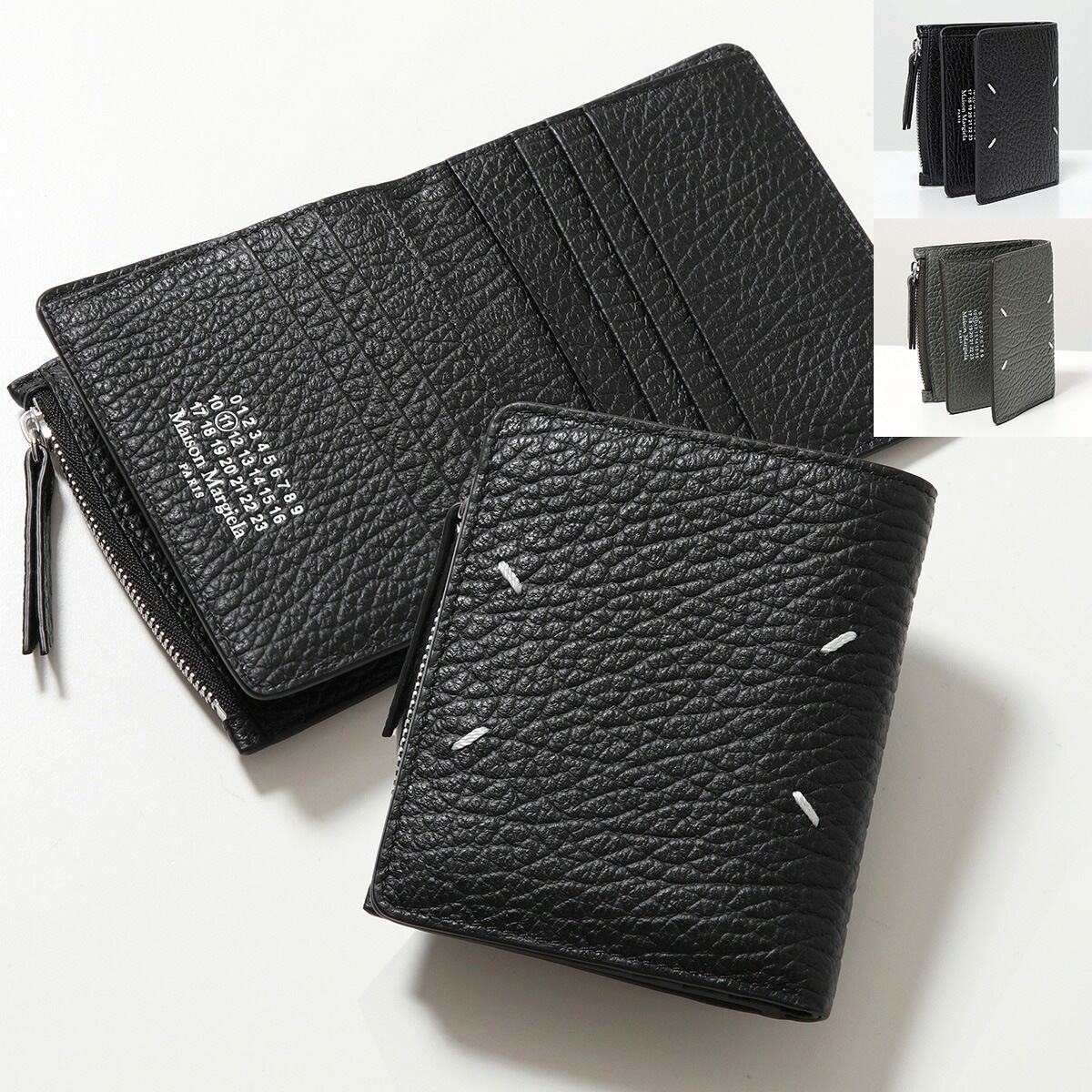 MAISON MARGIELA メゾンマルジェラ 二つ折り財布 SA1UI0023 P4455 メンズ レザー 小銭入れ付き ステッチ ミニ財布 カラー3色 SA1UI0023P4455T8013