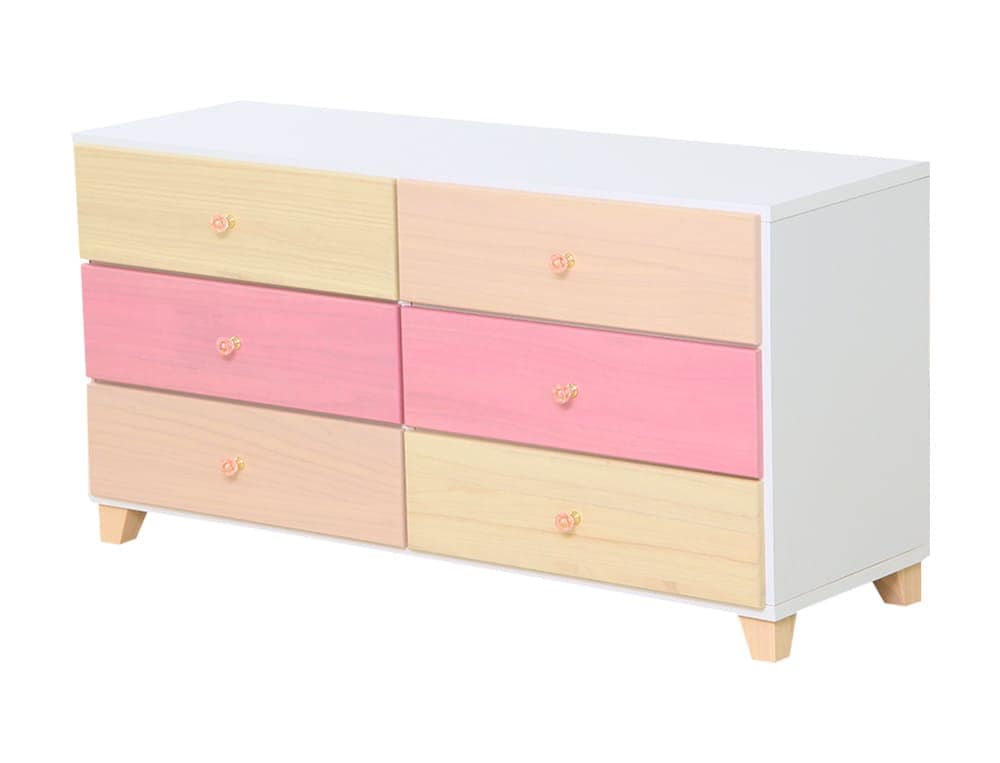 オシャレに可愛く収納 リビング用ワイドチェスト 3段 幅117cm 天然木（桐）日本製petora-ペトラ-　SH-08-PTR117-PK　ピンク