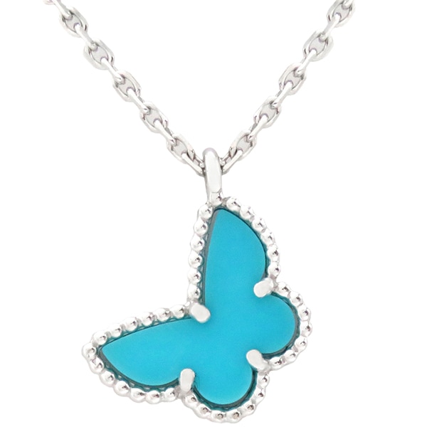 ヴァンクリーフアーペル Van Cleef & Arpels ネックレス スウィート アルハンブラ パピヨン K18WG ターコイズ ホワイトゴールド×ブルー Au750 VCARF80500【中古】