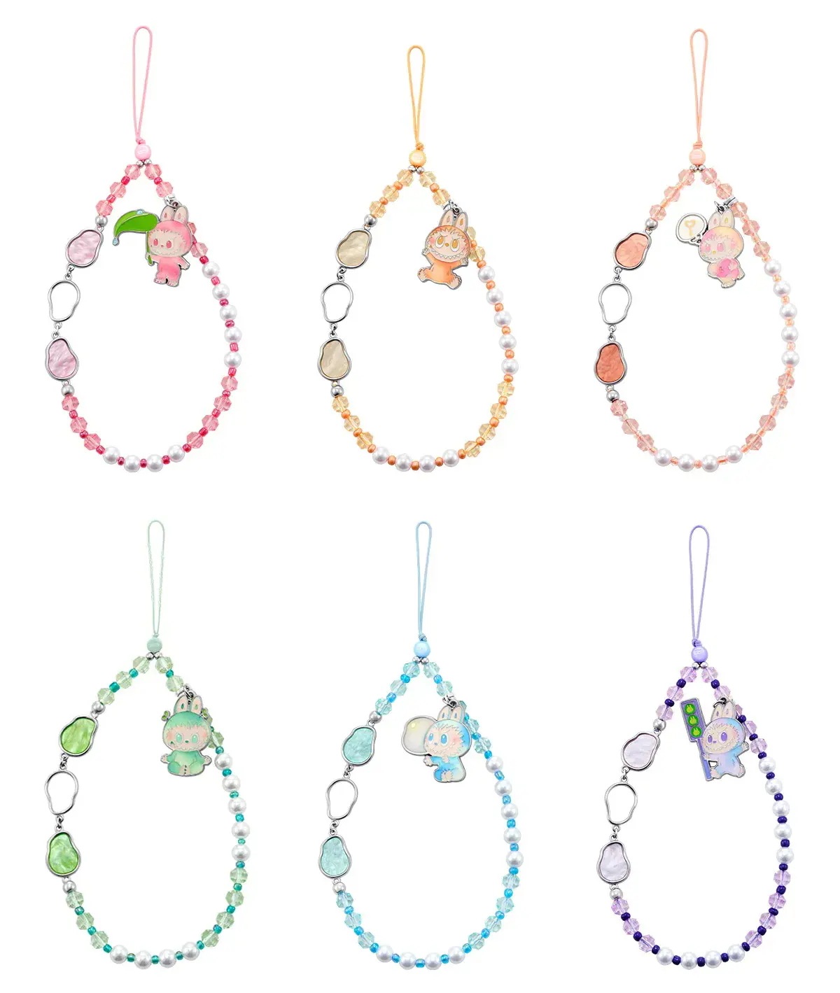 公式正規品POP MART LABUBU スマホストラップ かわいい 漫画のブレスレット ビーズのストラップ 携帯電話チェーン キーホルダー・ストラップ・ペンダント ガチャポン ブラインドボックス