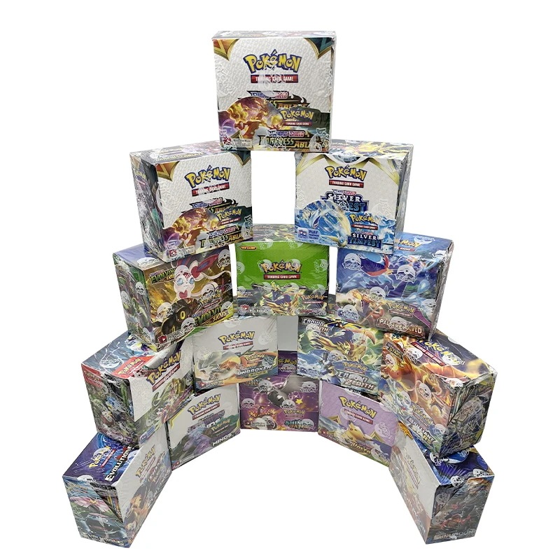 英語のスカーフとバイオレットトゥルーポケモンカードの収集太陽と月vmaxシリーズブースターボックス取引カードゲームのおもちゃ1箱あたり360個