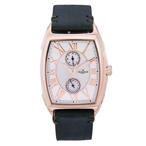 グランドールプラス 英国クレイトン社製高級ブライドルレザーベルト使用トノー型メンズウォッチ
