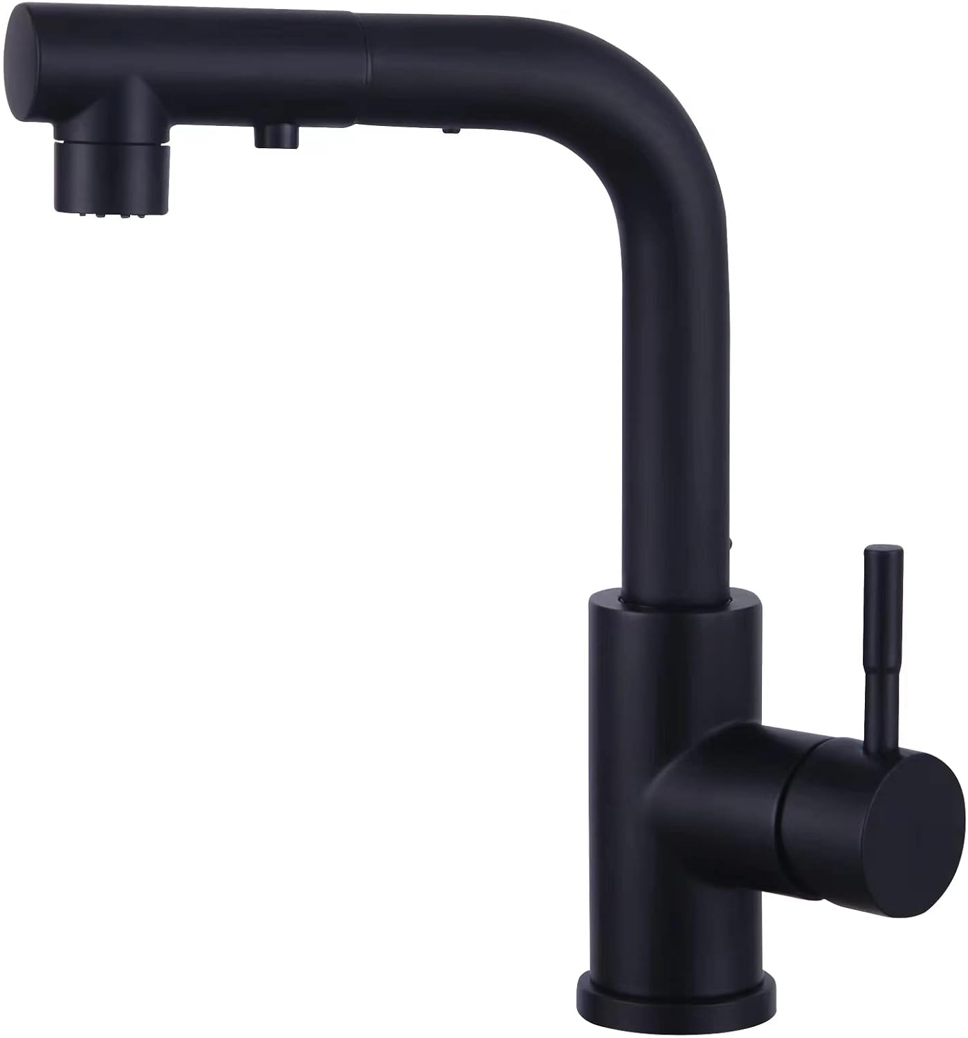 引出しホース式水栓 シングルレバー混合栓 温 冷 切換え２つの水流モード 360回転 泡沫水流 シャワー水流 洗面 洗髪用 浴室用 取り付けホース付き 洗面台蛇口 混合水栓(ブラック)